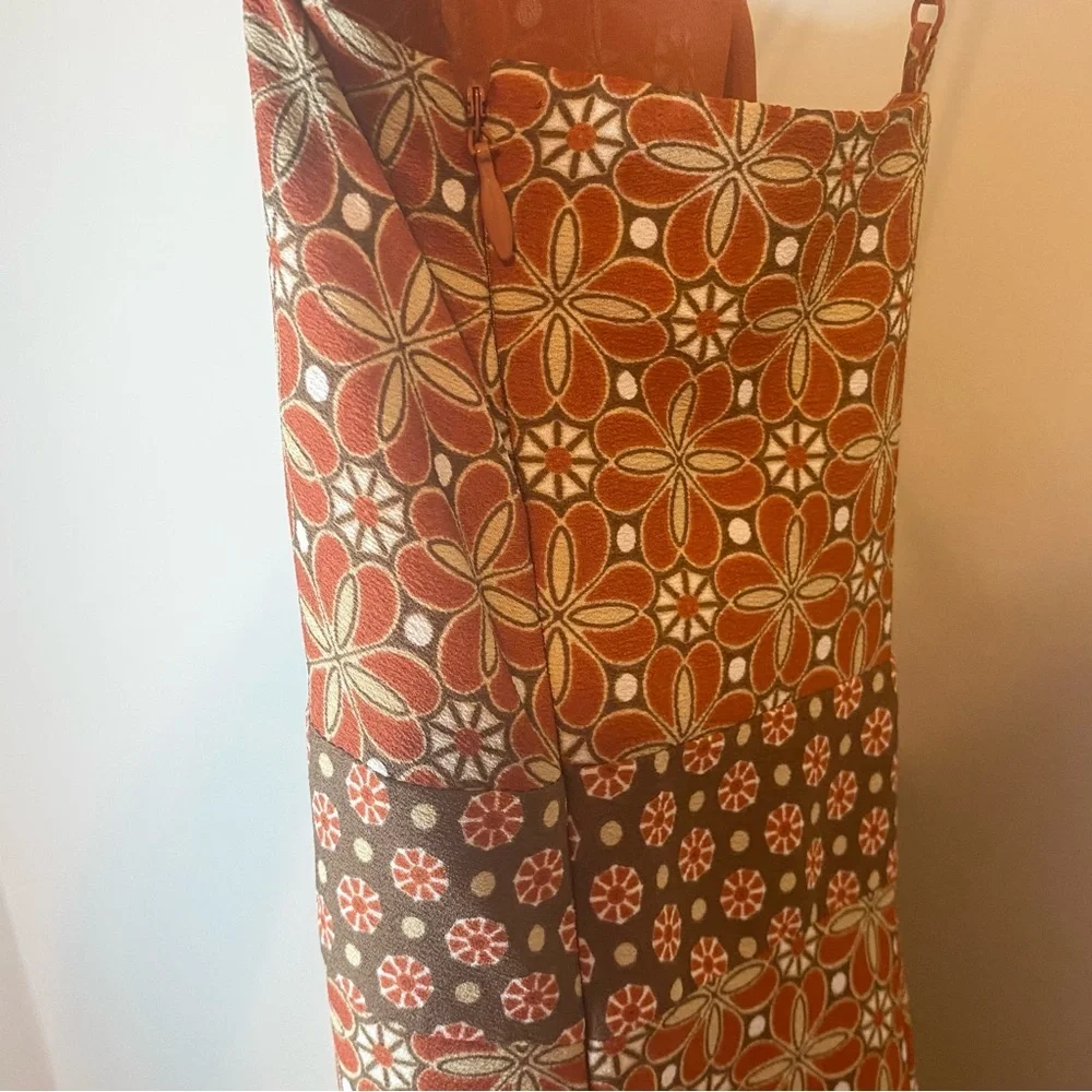 LOFT Rust BOHO Patterned Midi Dress Size 8 (NWT) - Picture 7 of 11